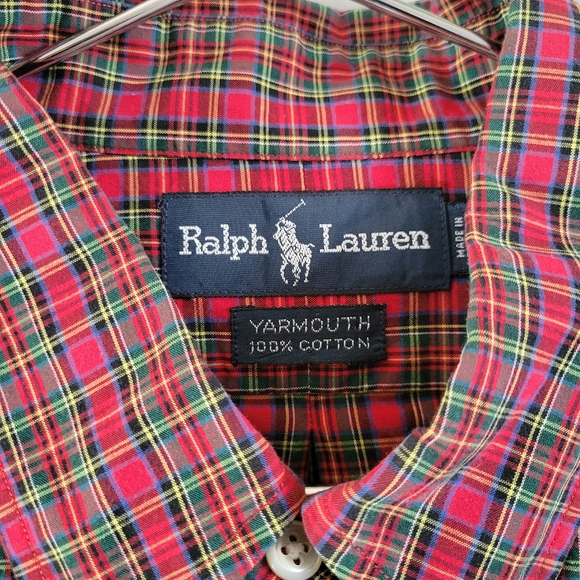Ralph Lauren Yarmouth Plaid Button Down Shirt 16.5  34/35 - Picture 10 of 10
